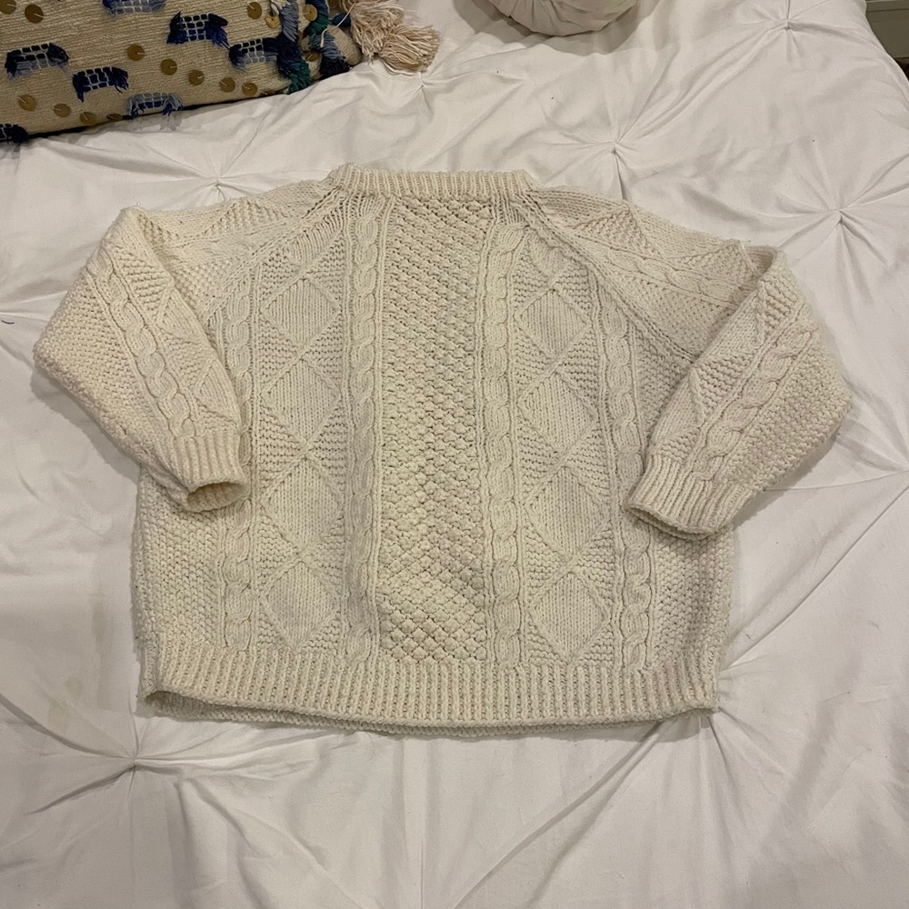 Vintage Wool Crew Neck Cream Sweater